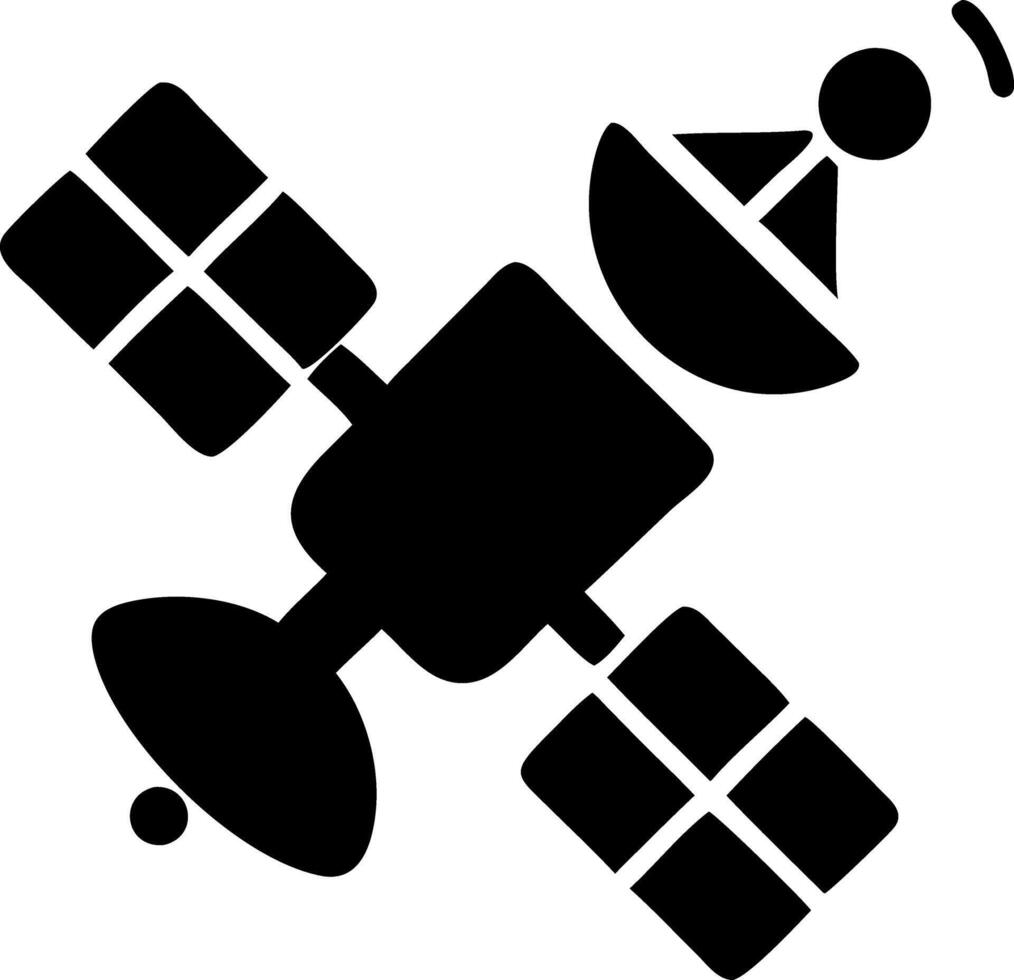 satellite black fill icon vector
