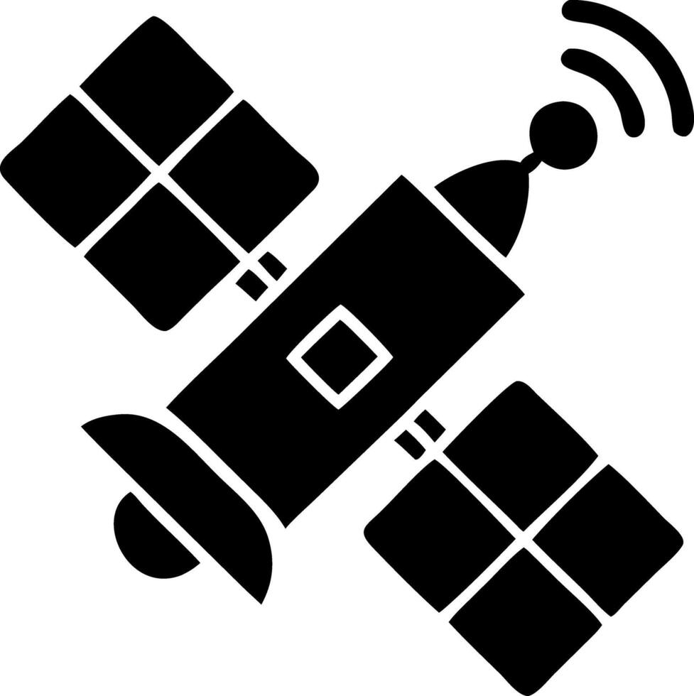 satellite black fill icon vector