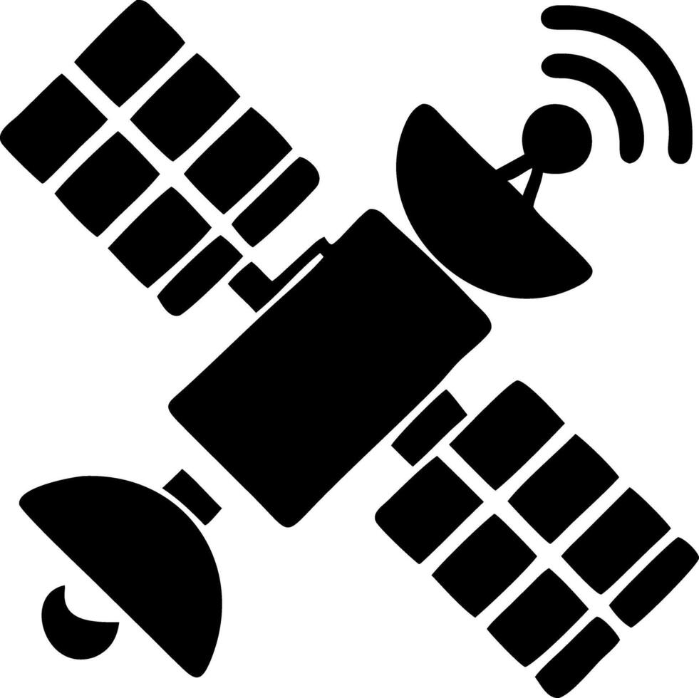 satellite black fill icon vector