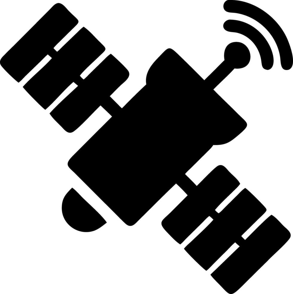 satellite black fill icon vector