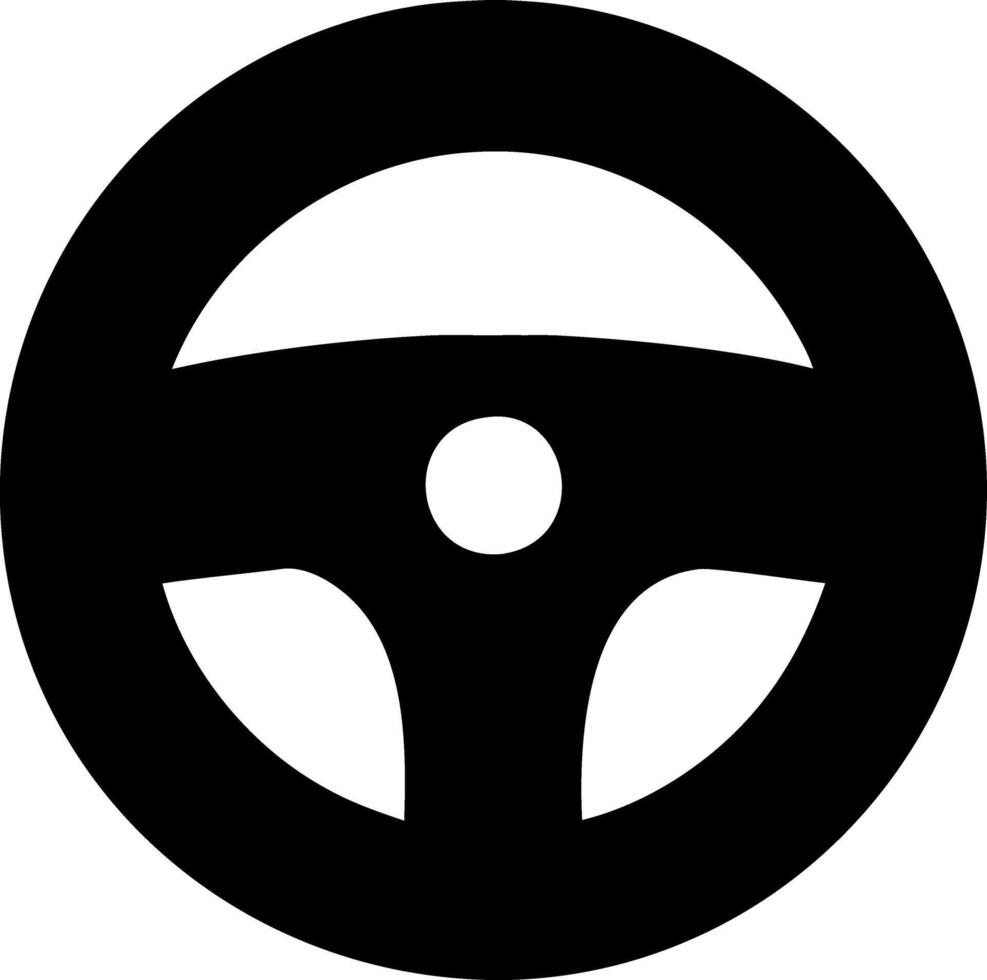 steering wheel black fill icon vector