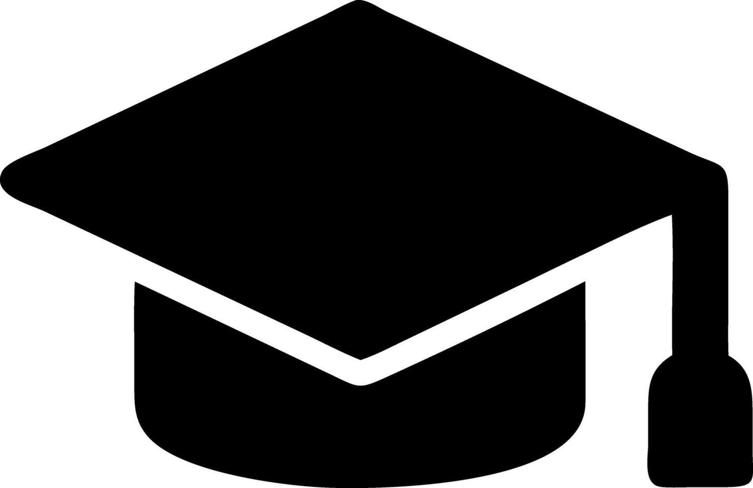 graduation cap black fill icon vector