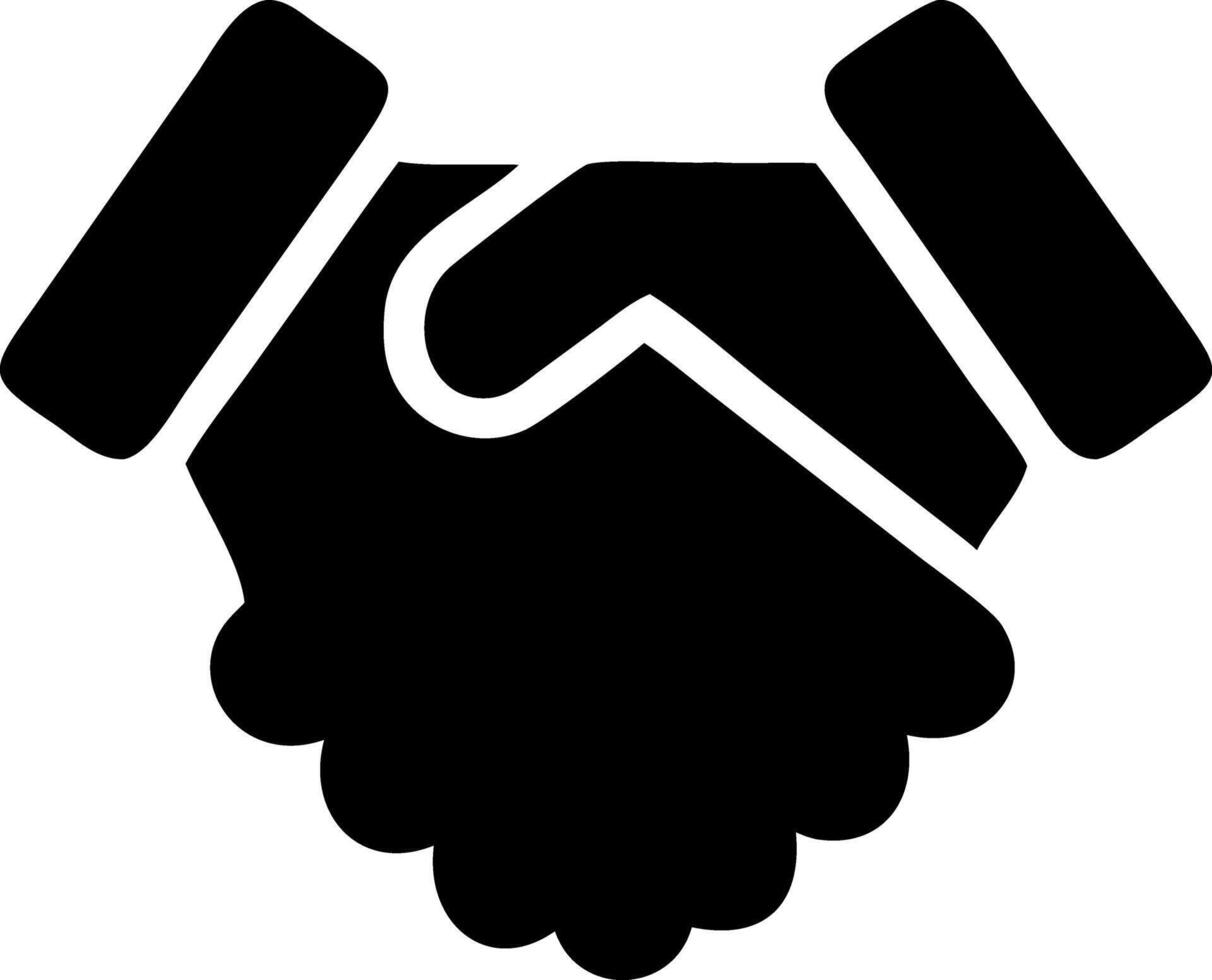 handshake black fill icon vector