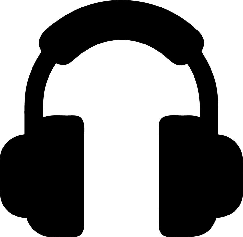 headphone black fill icon vector