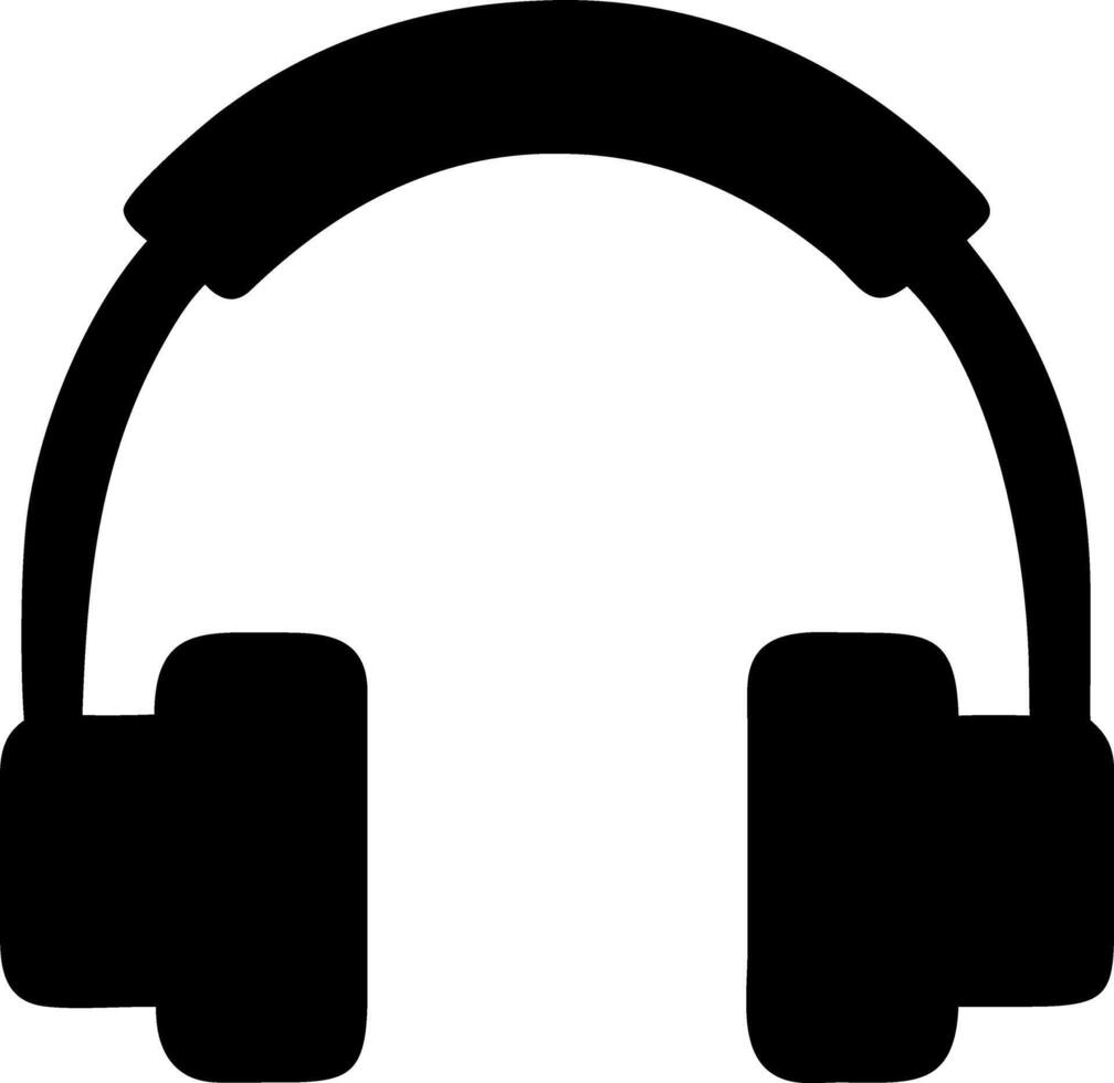 headphone black fill icon vector