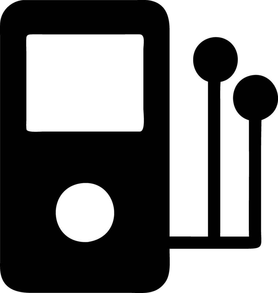 mp3 player black fill icon vector