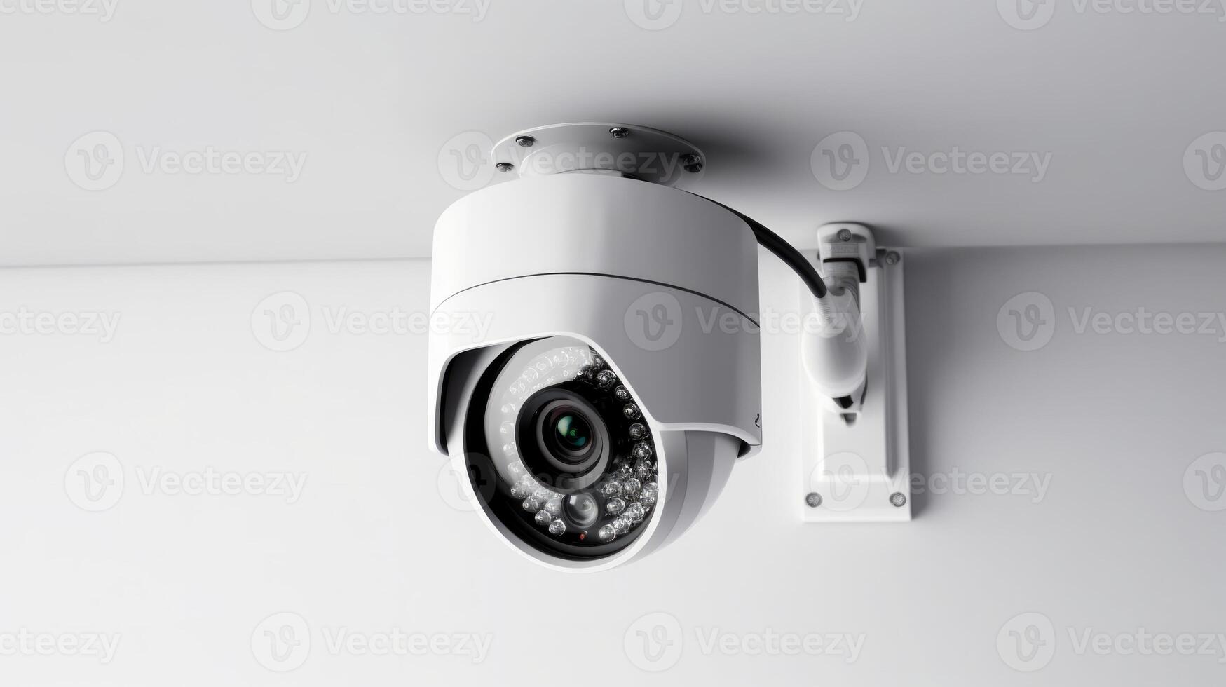 Surveillance camera on white background. Neural network photo