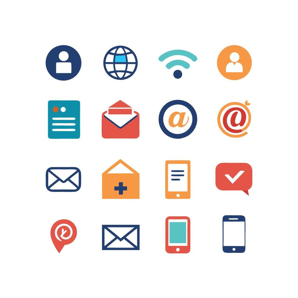 Contact Icon Set Collection Illustration vector