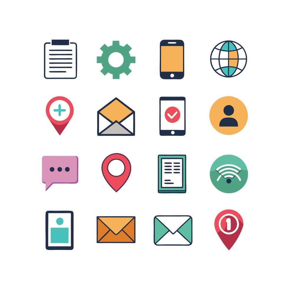 Contact Icon Set Collection Illustration vector