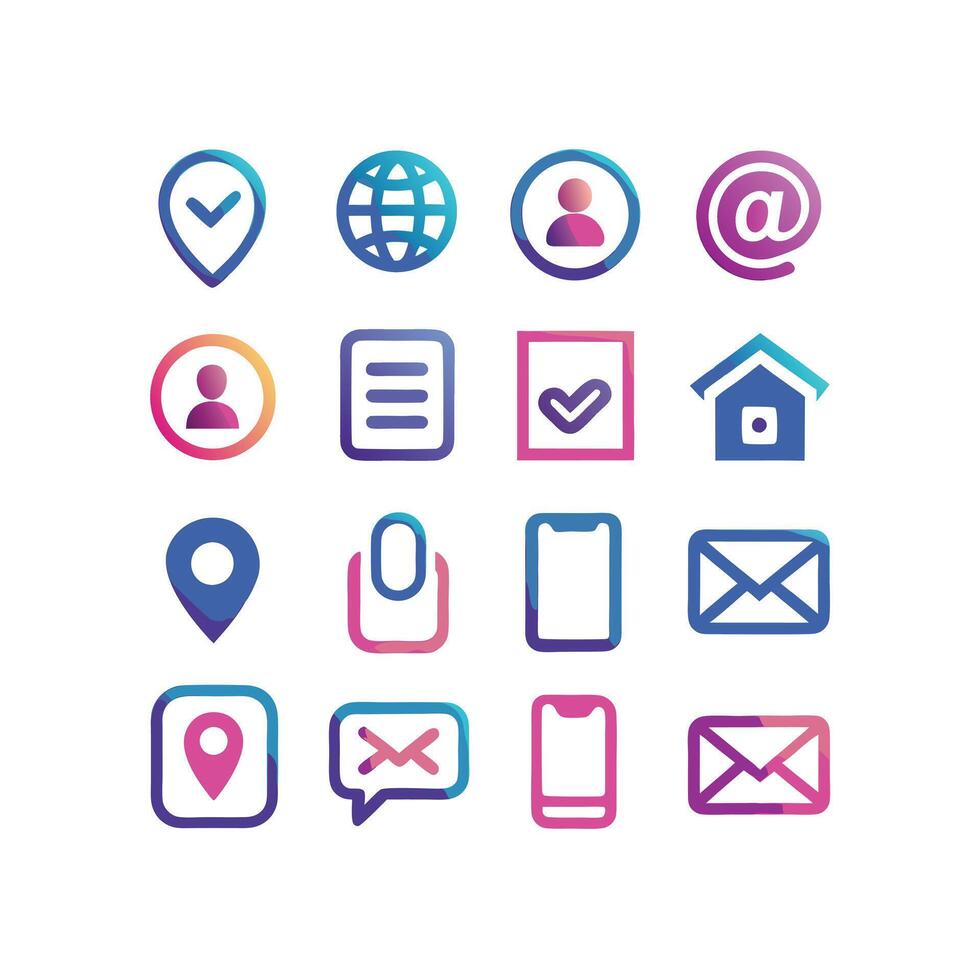 Contact Icon Set Collection Illustration vector