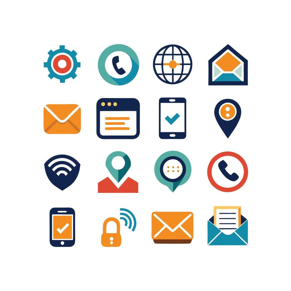 Contact Icon Set Collection Illustration vector