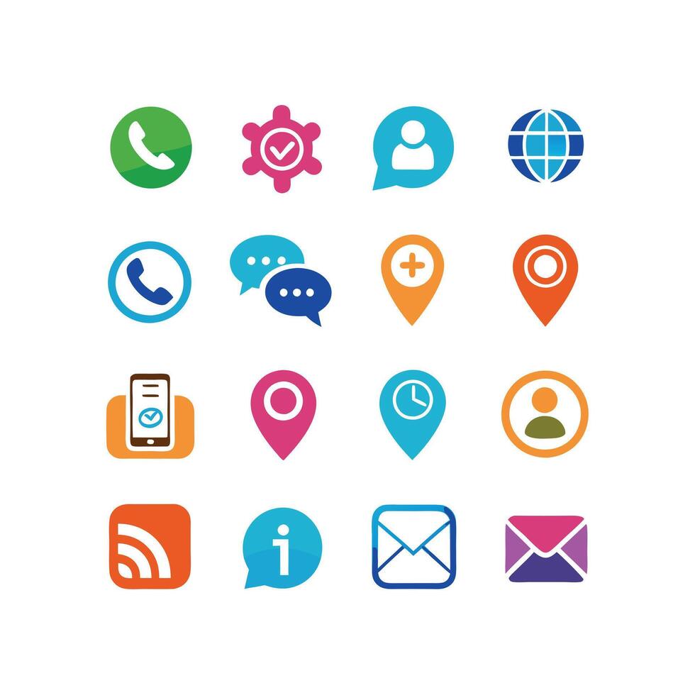 Contact Icon Set Collection Illustration vector