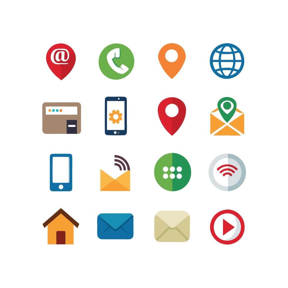 Contact Icon Set Collection Illustration vector