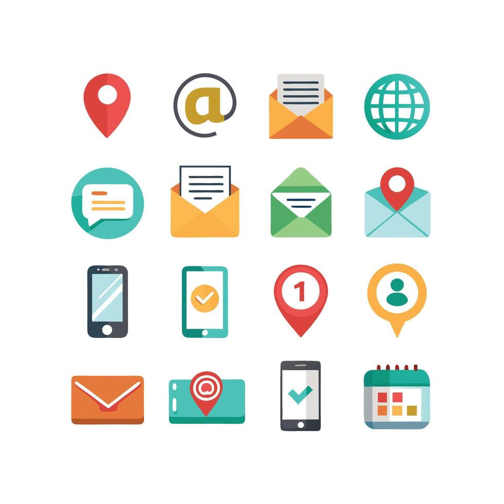 Contact Icon Set Collection Illustration vector