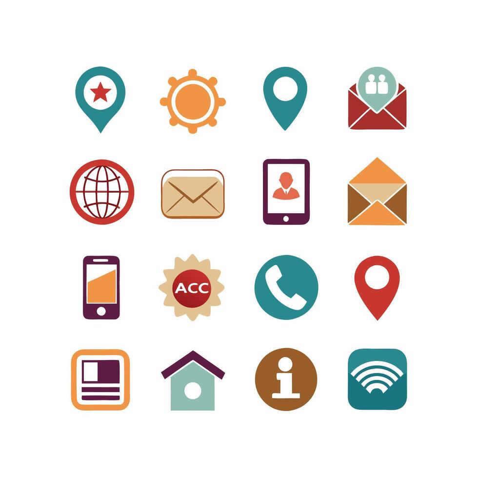 Contact Icon Set Collection Illustration vector
