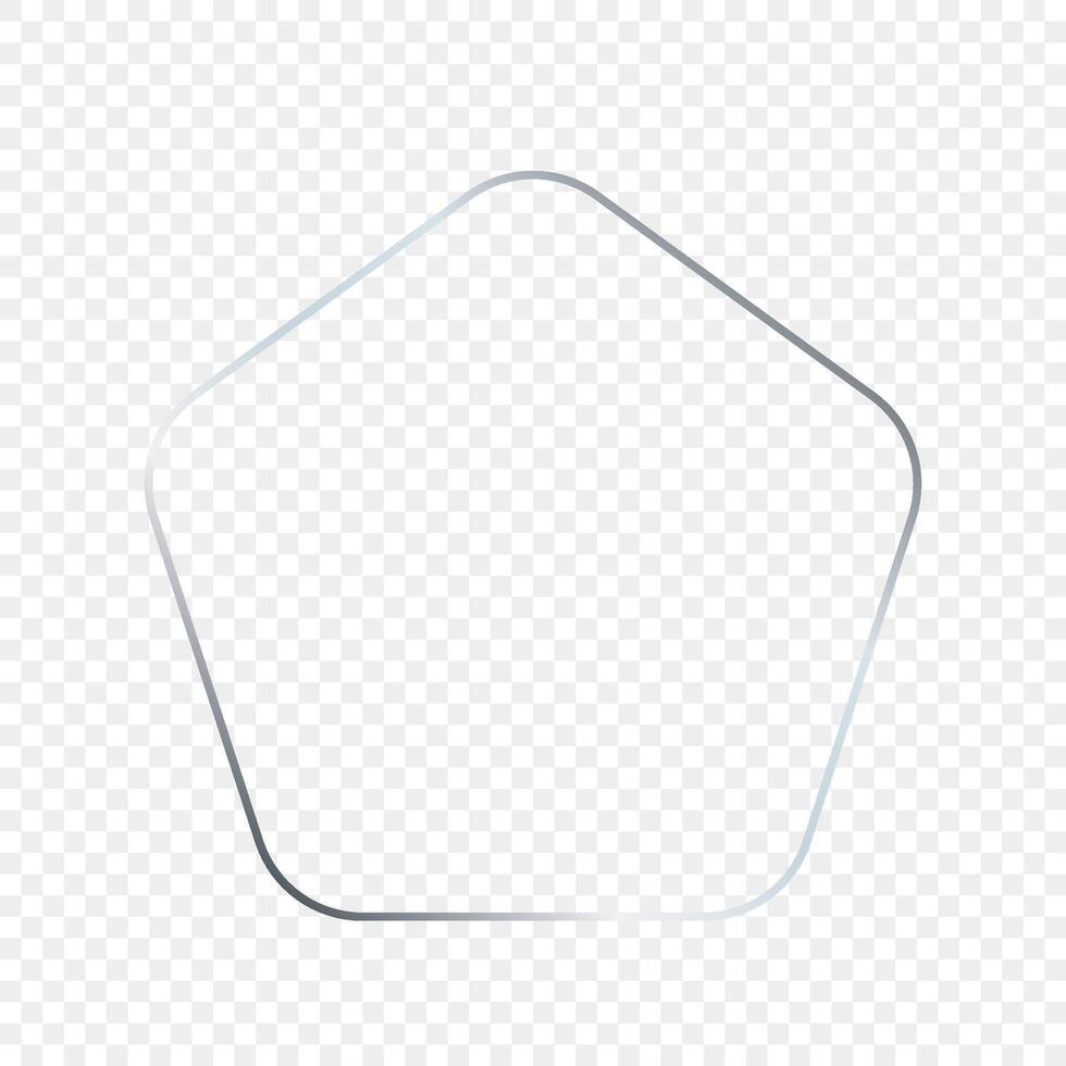 Silver glowing rounded pentagon shape frame vector