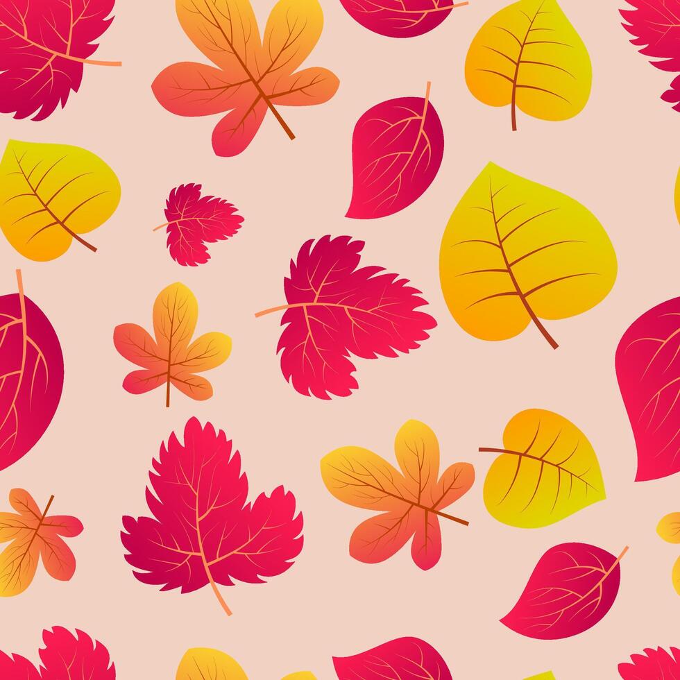 Autumn seamless background with colorful leaves. Design for fall season posters, wrapping papers and holidays decorations. illustration vector
