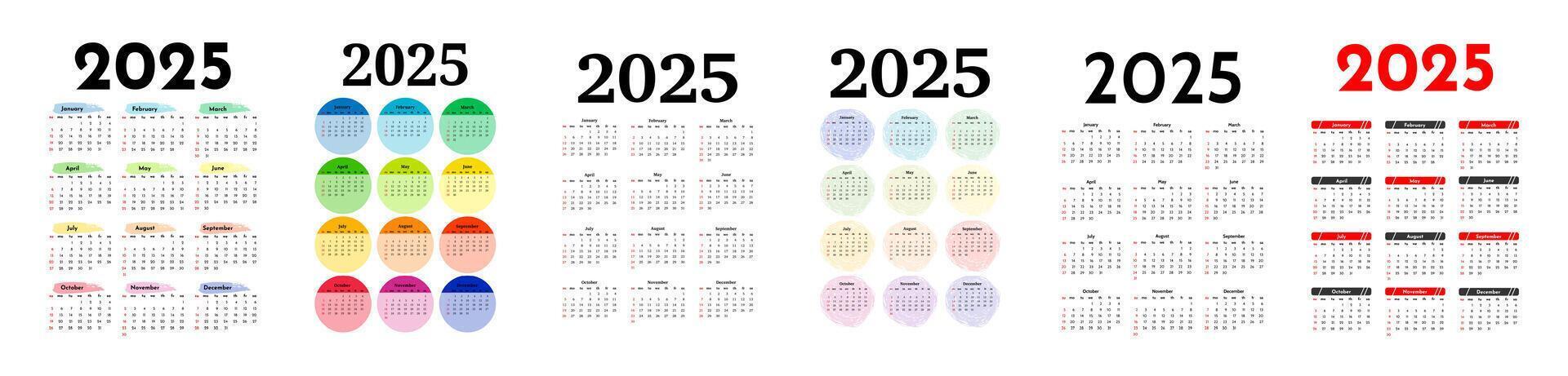 Calendar for 2025 isolated on a white background vector