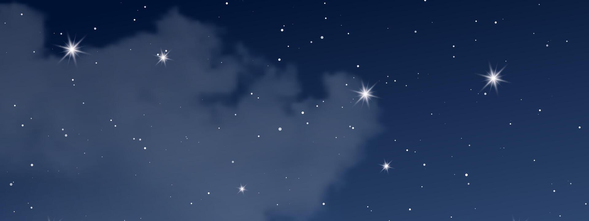 Night sky with clouds and many stars vector