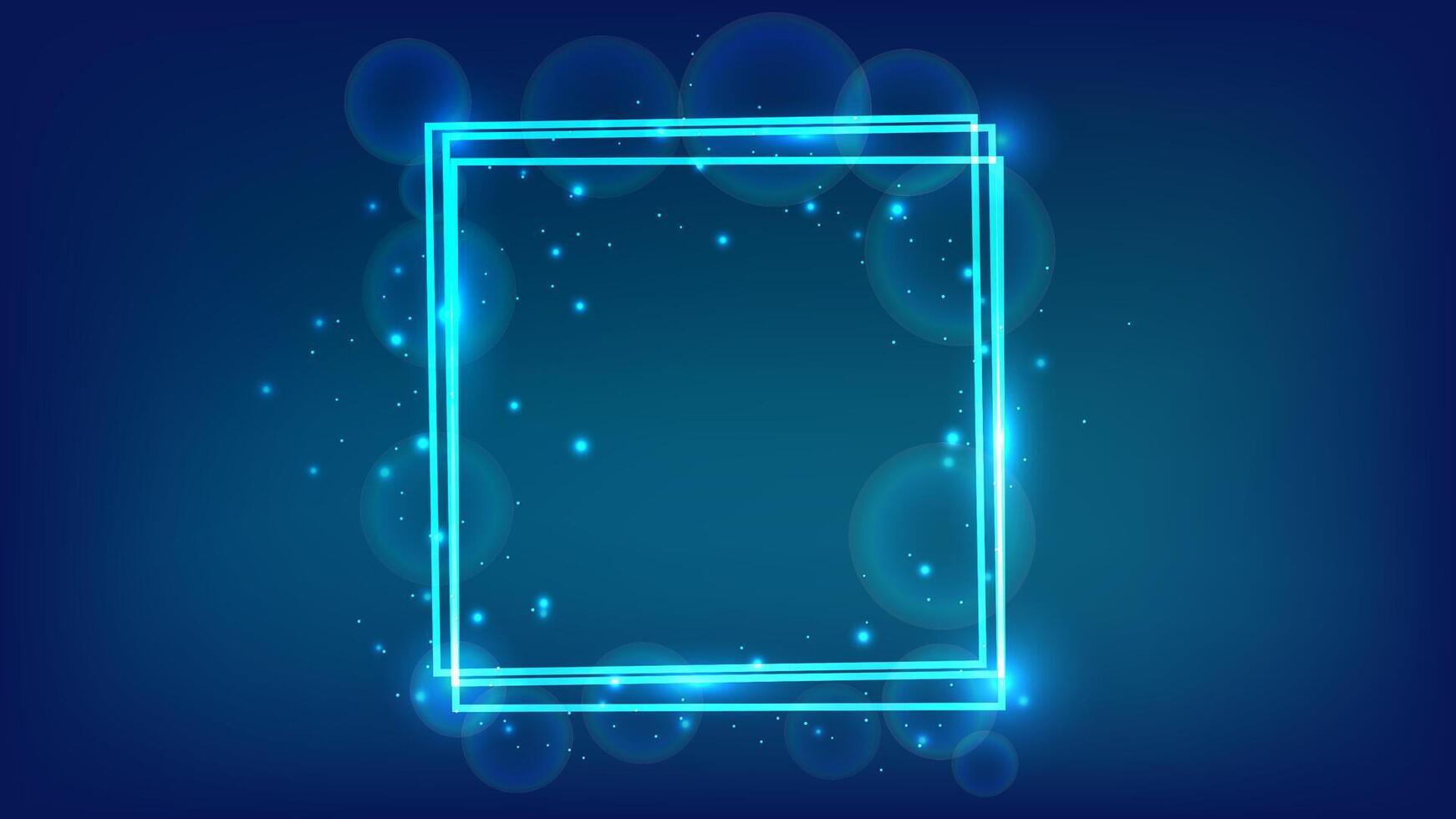 Neon square frame with shining effects and sparkles vector