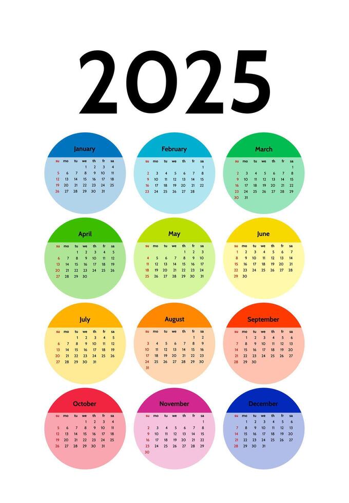 Calendar for 2025 isolated on a white background vector
