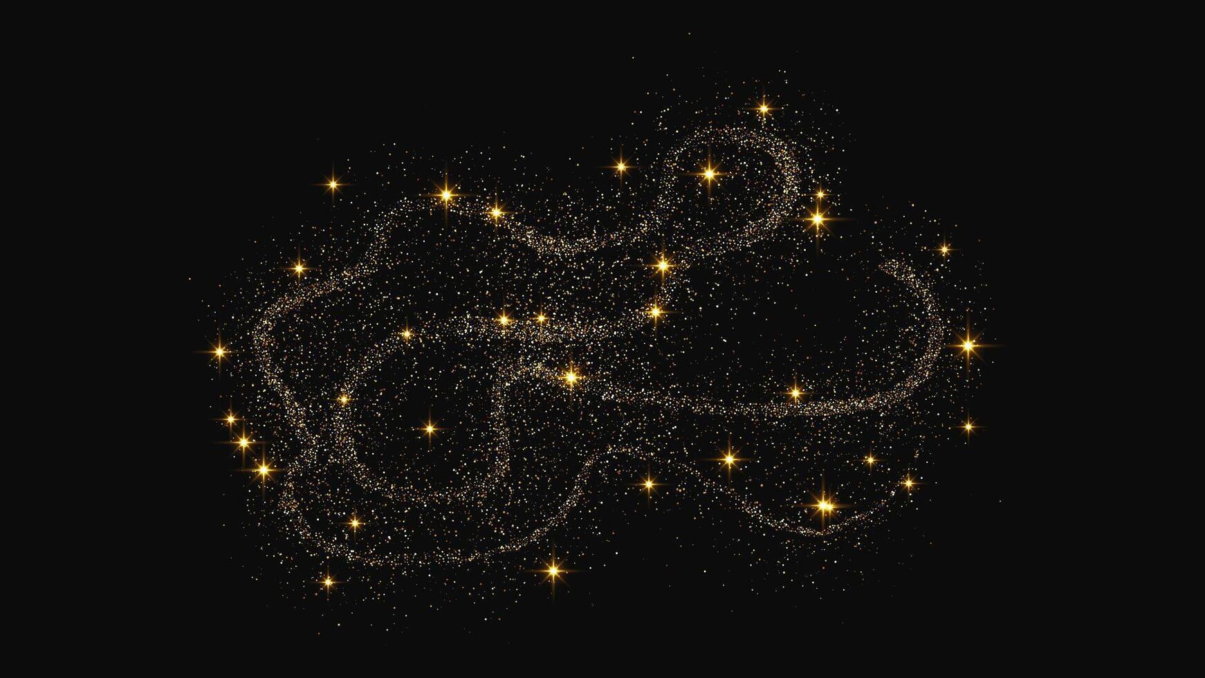 Gold glittering confetti wave and stardust vector