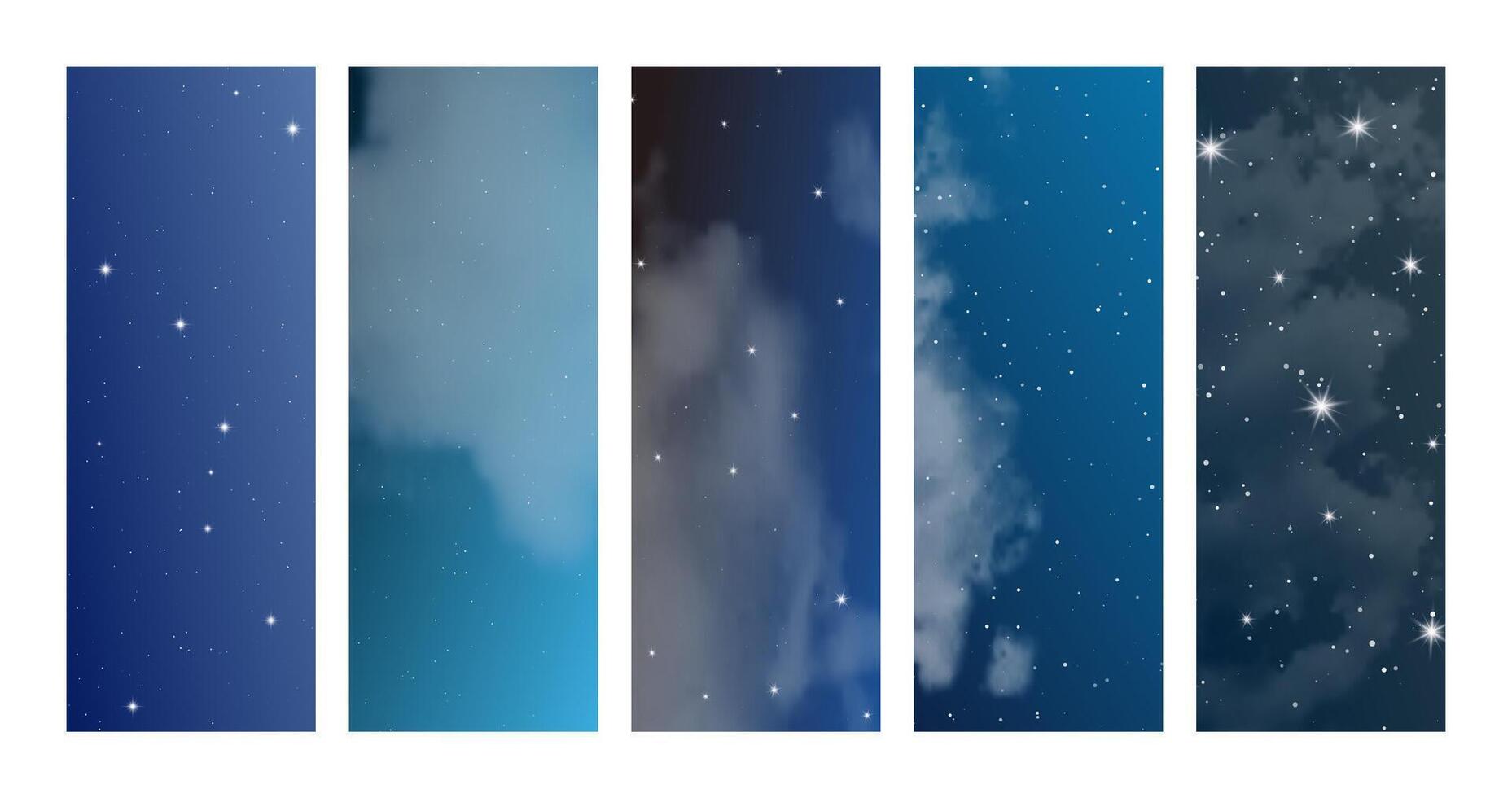 Night sky with clouds and many stars vector