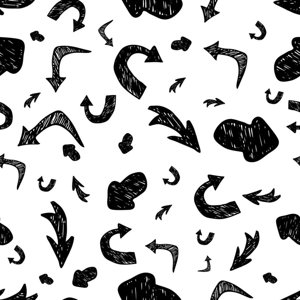 Seamless pattern with black hand drawn arrows vector