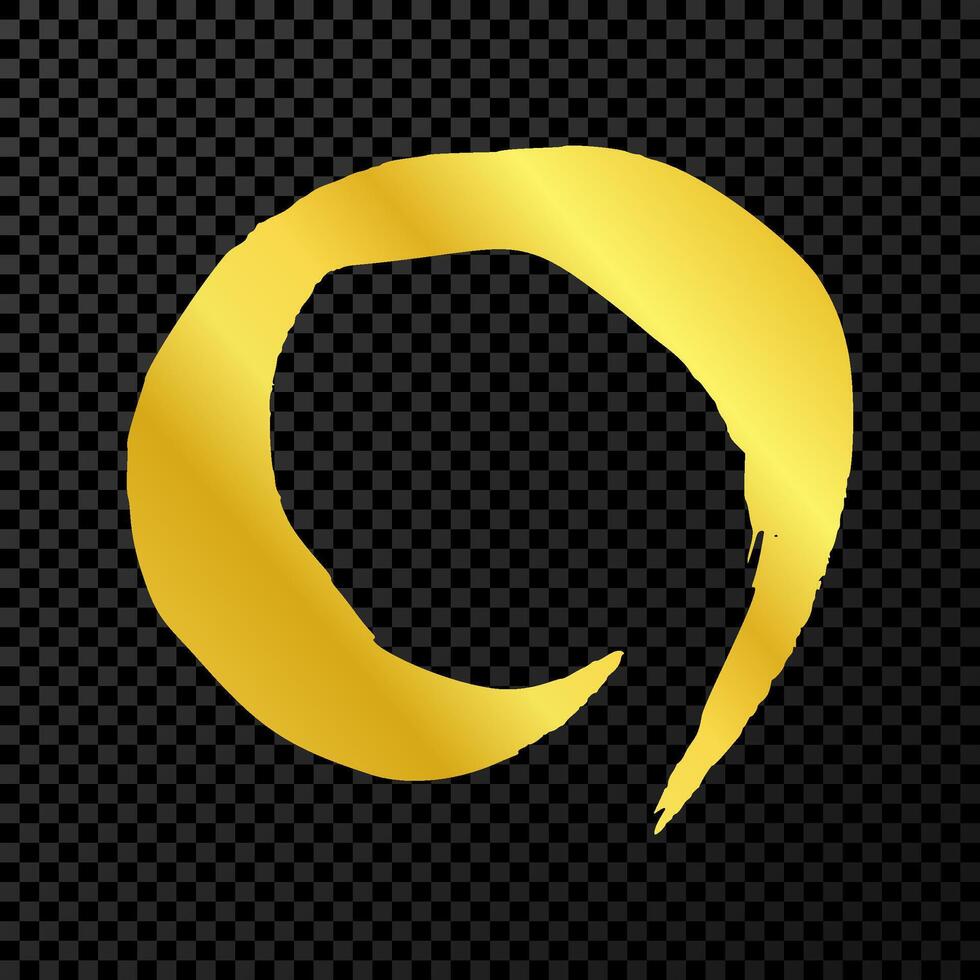 Gold grunge brush strokes in circle form vector