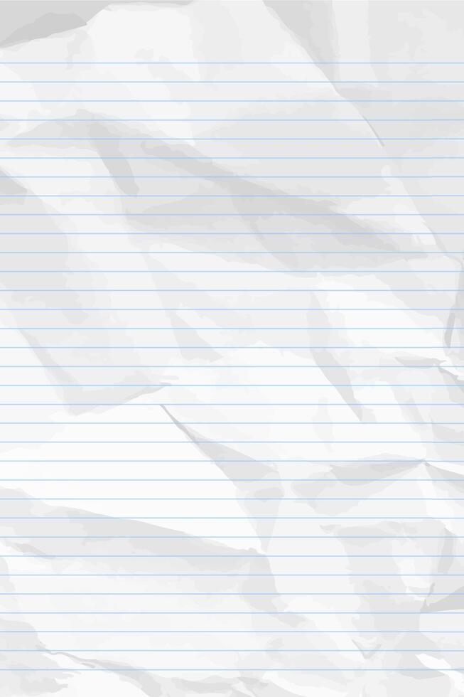 White clean crumpled notebook paper with lines vector