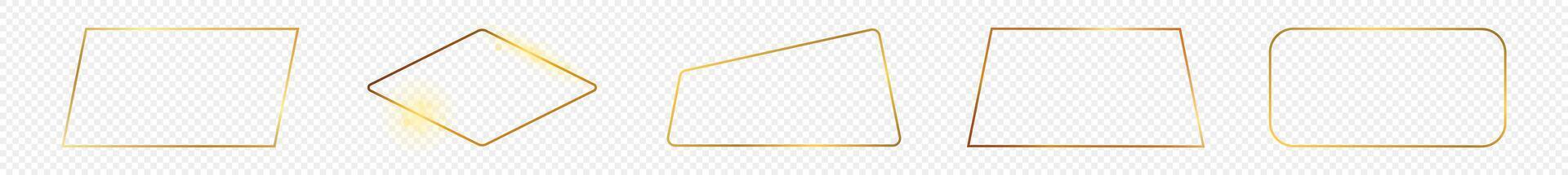 Gold glowing different geometric shape frame vector