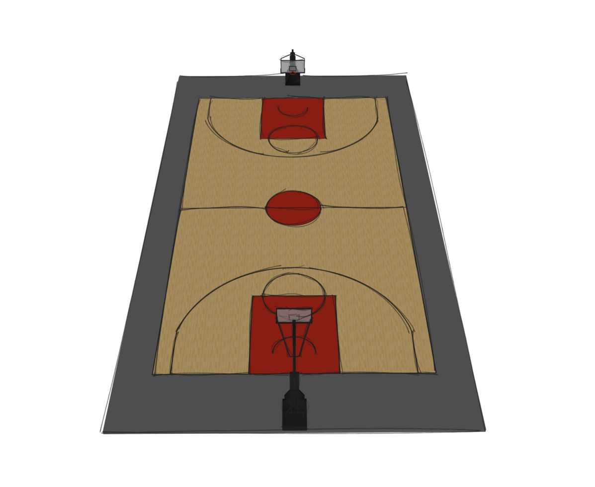 basketball court technical image Blueprint line art for Architect png