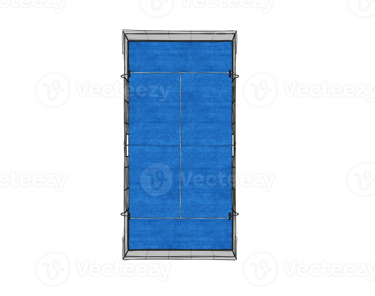 top view sketch of a blue padel tennis court isolated on a transparent background png