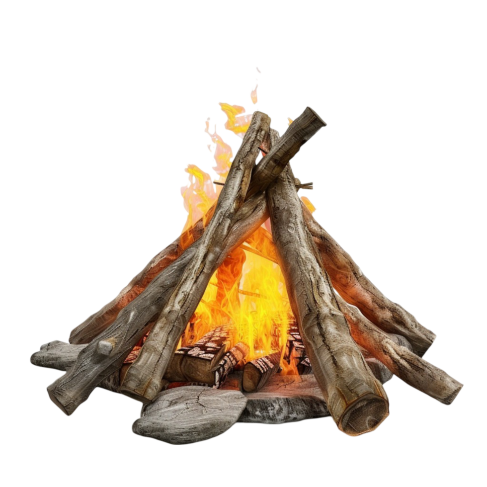 Campfire with Logs on Transparent background AI-Generative png