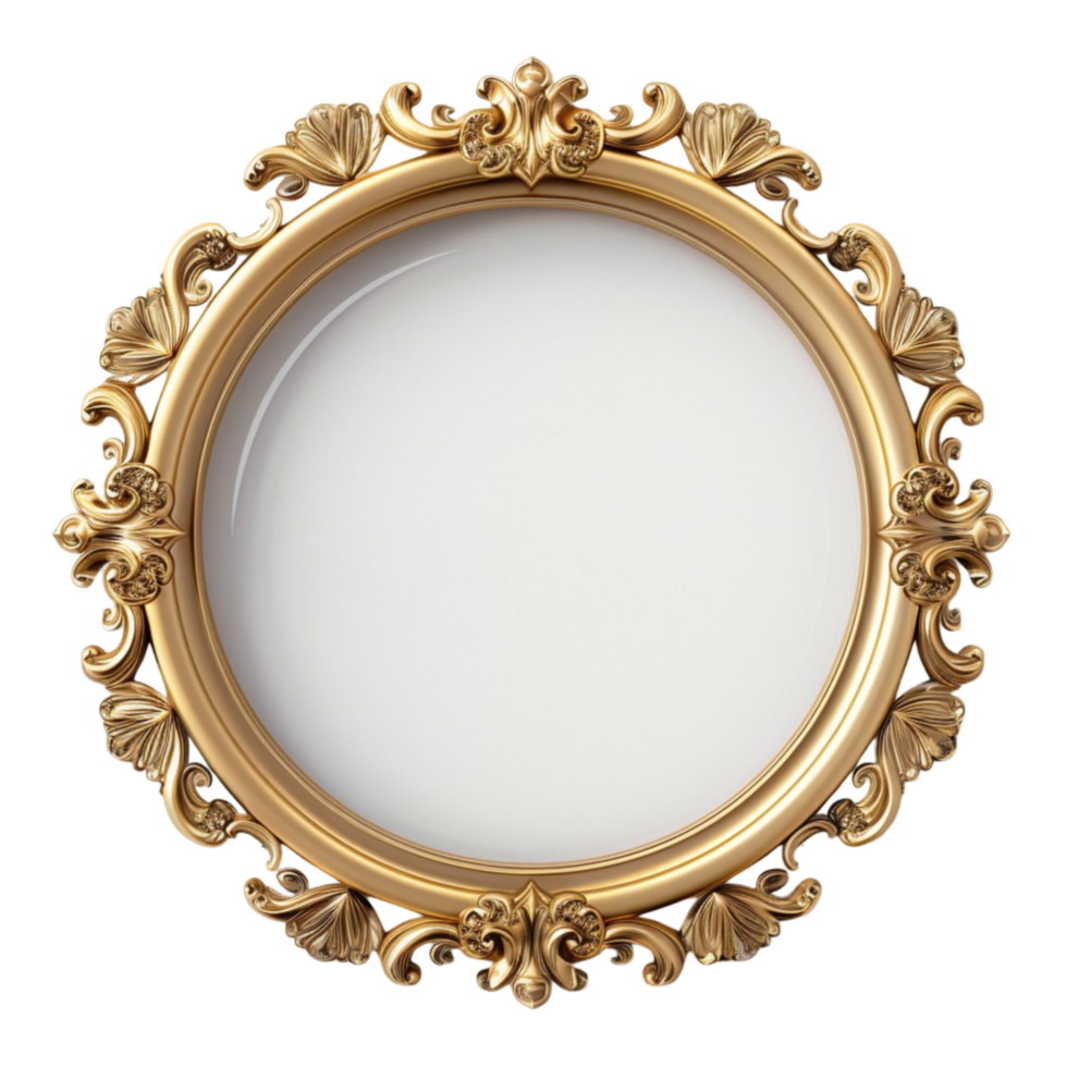 Framed Circular Picture with Intricate Leaf and Flower Pattern on Transparent background AI-Generative png