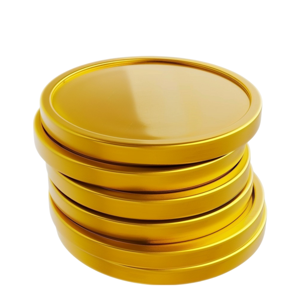 Stack of Gold-Colored Plates on White Background on Transparent background AI-Generative png