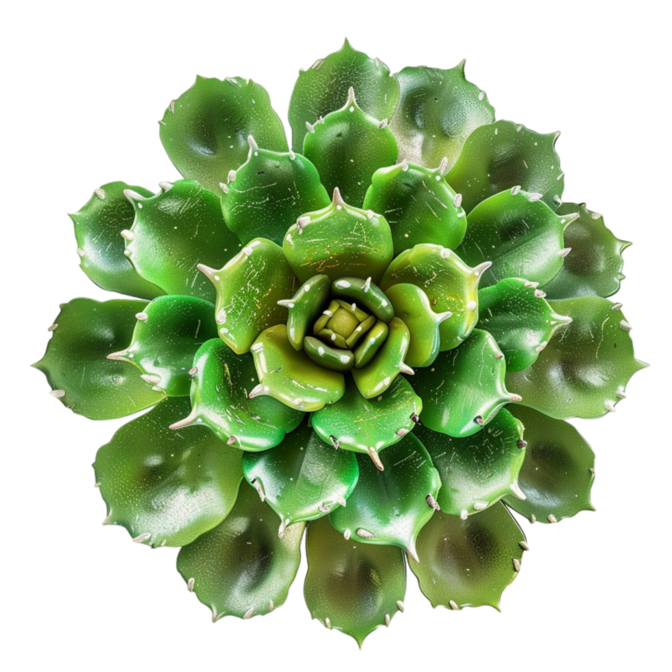 Large Green Succulent with Circular Symmetry on Transparent background AI-Generative png