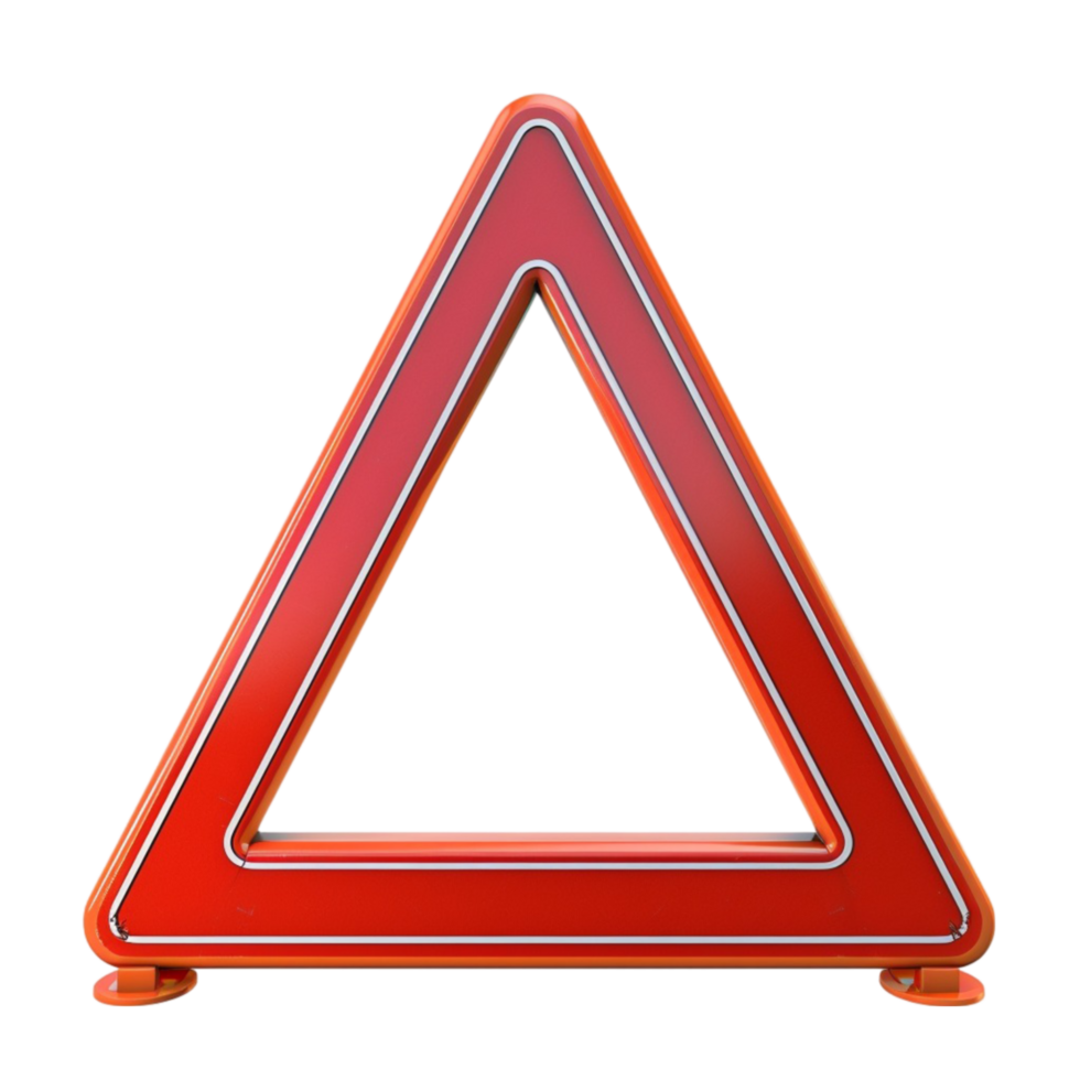 Red Triangular Warning Sign on Transparent background AI-Generative png