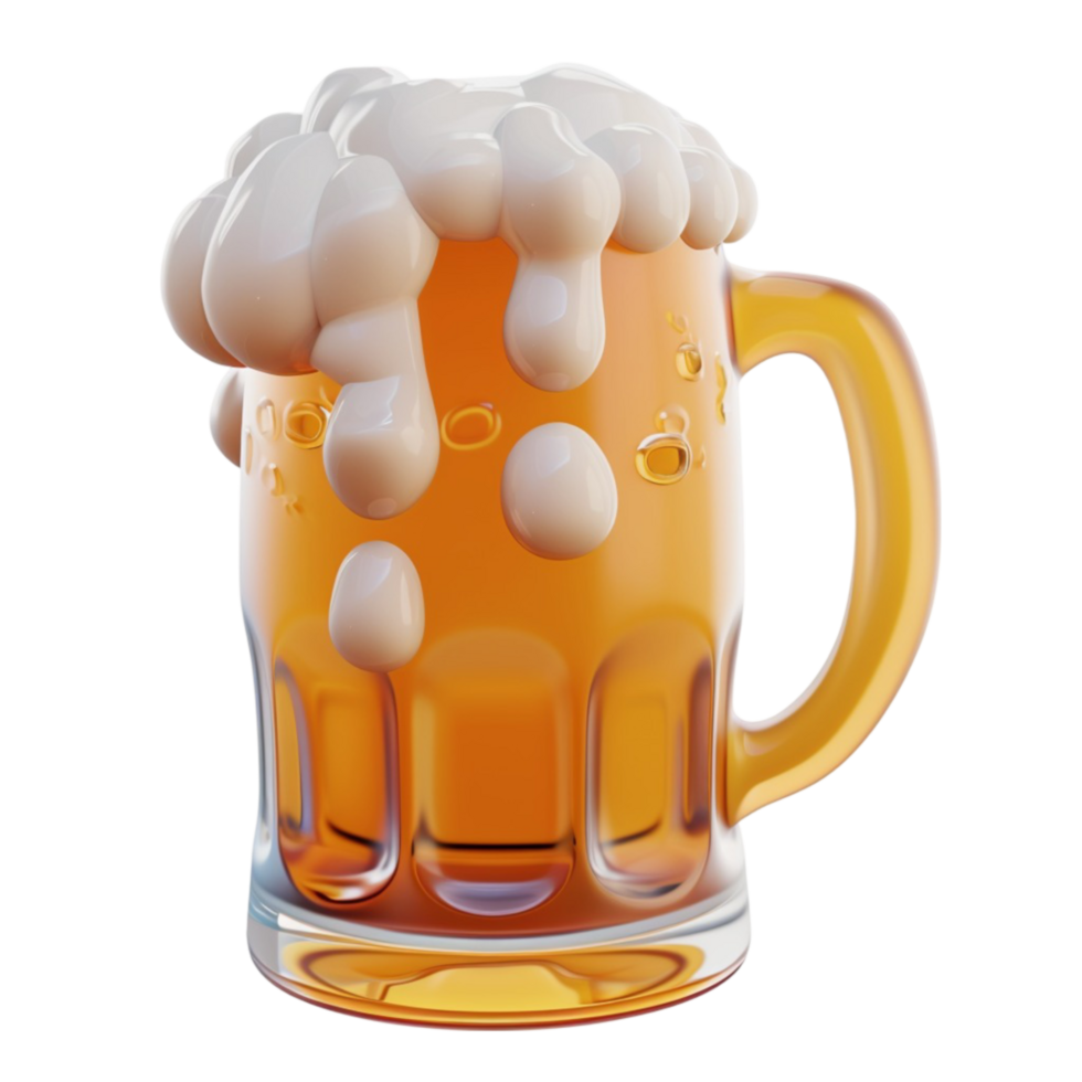 Beer Mug with Foam on Transparent background AI-Generative png