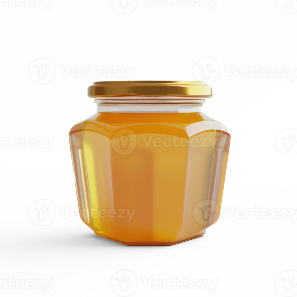 a jar of honey on a transparent background png