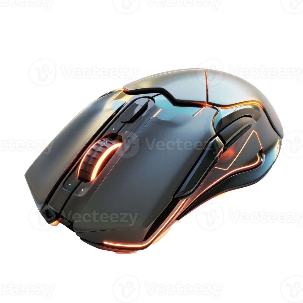 a black computer mouse on transparent background png