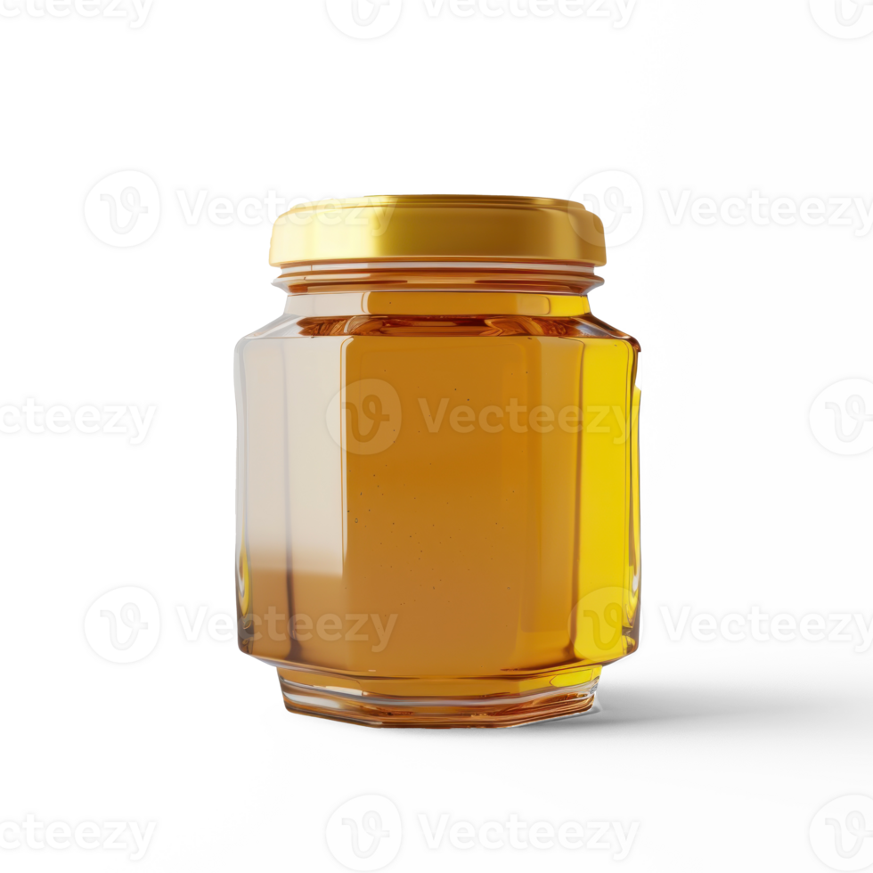 a jar of honey on a transparent background png