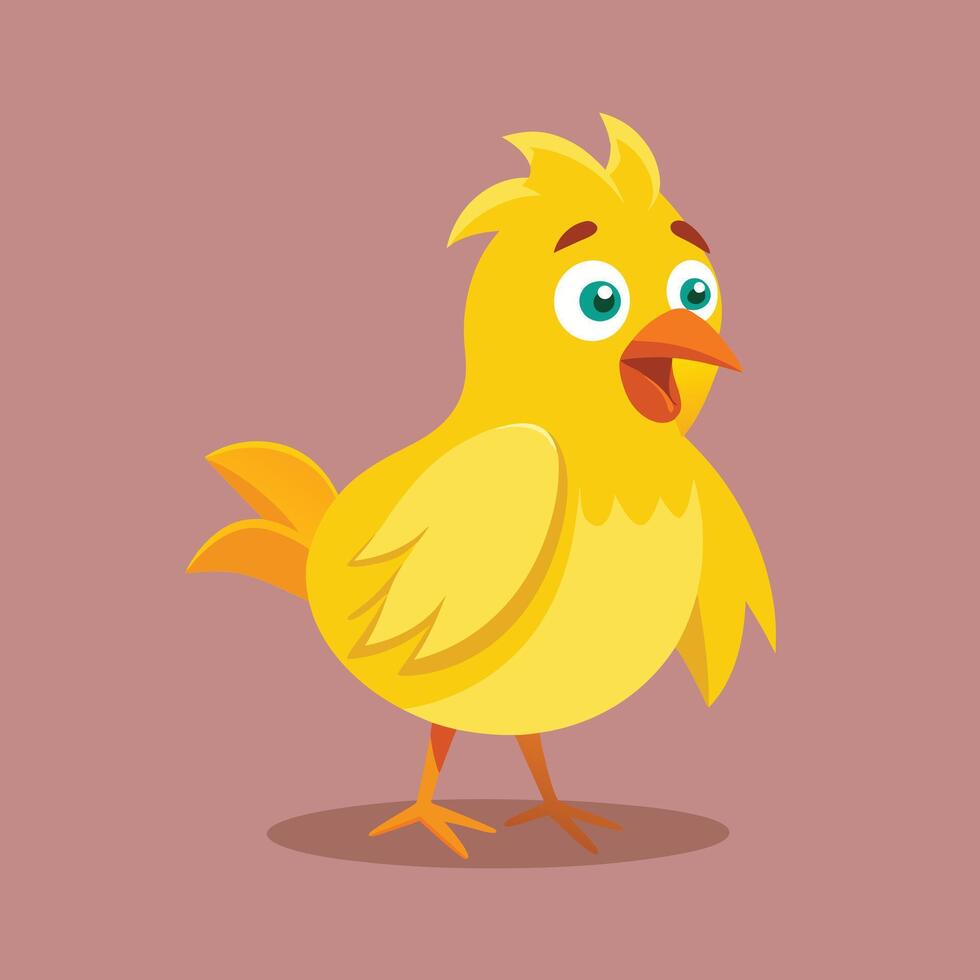 Illustration of a Yellow Chicken Bird with a Surprised Look vector