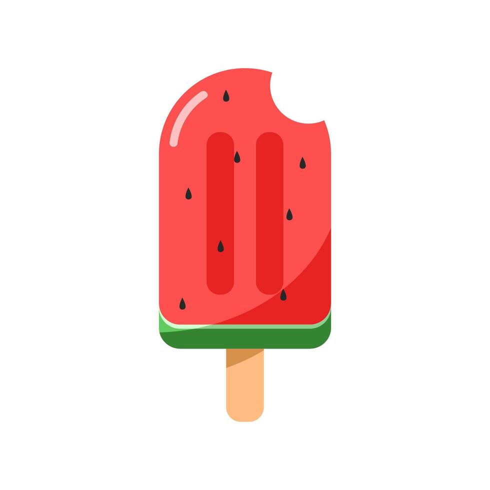 Watermelon-flavoured lollipop ice cream isolated on white background vector
