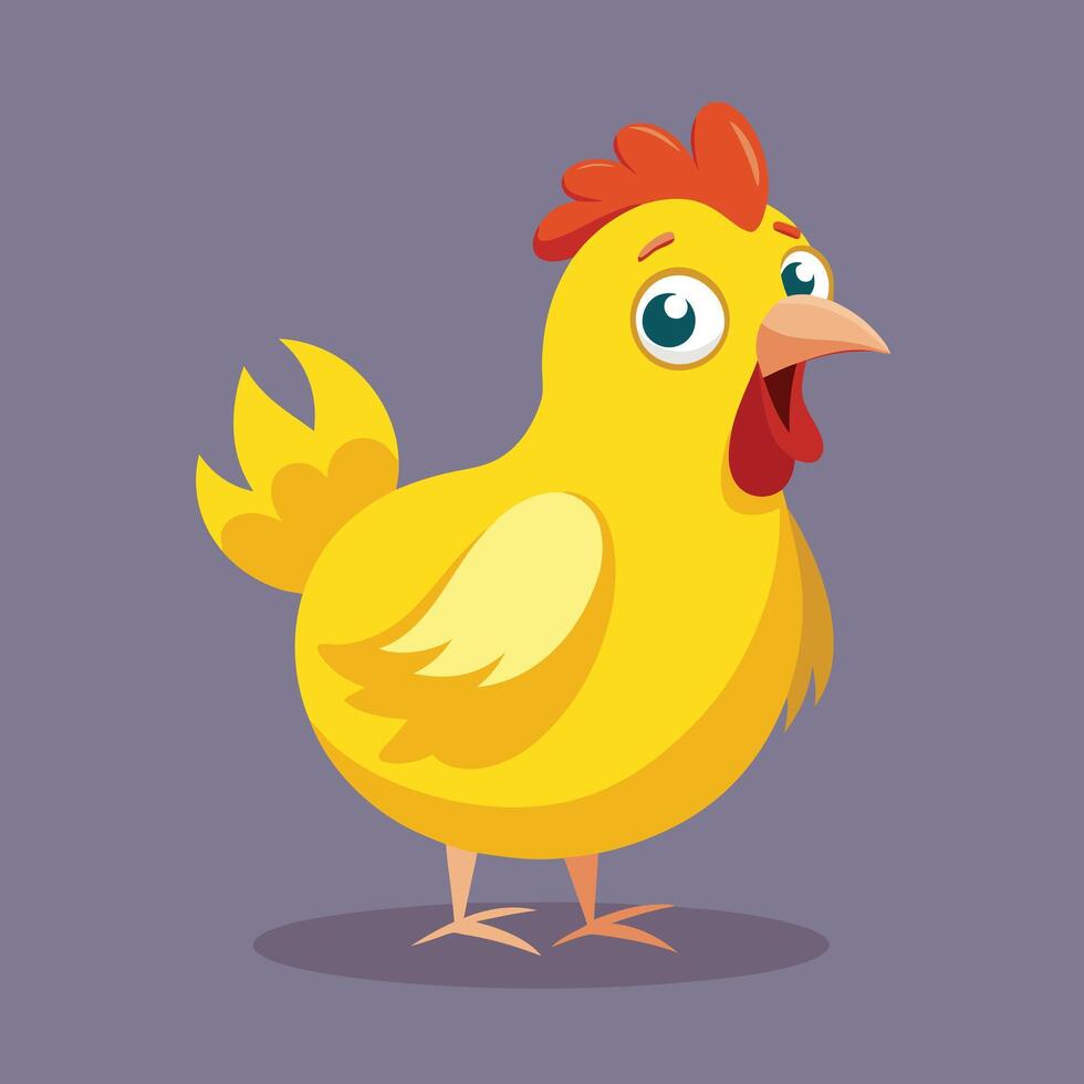 Illustration of a Yellow Chicken Bird with a Surprised Look vector