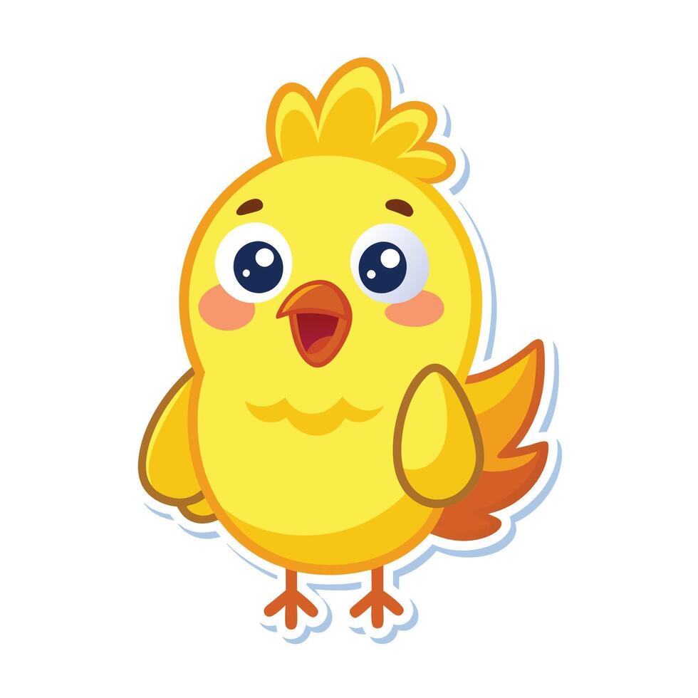 Illustration of a Yellow Chicken Bird with a Surprised Look vector