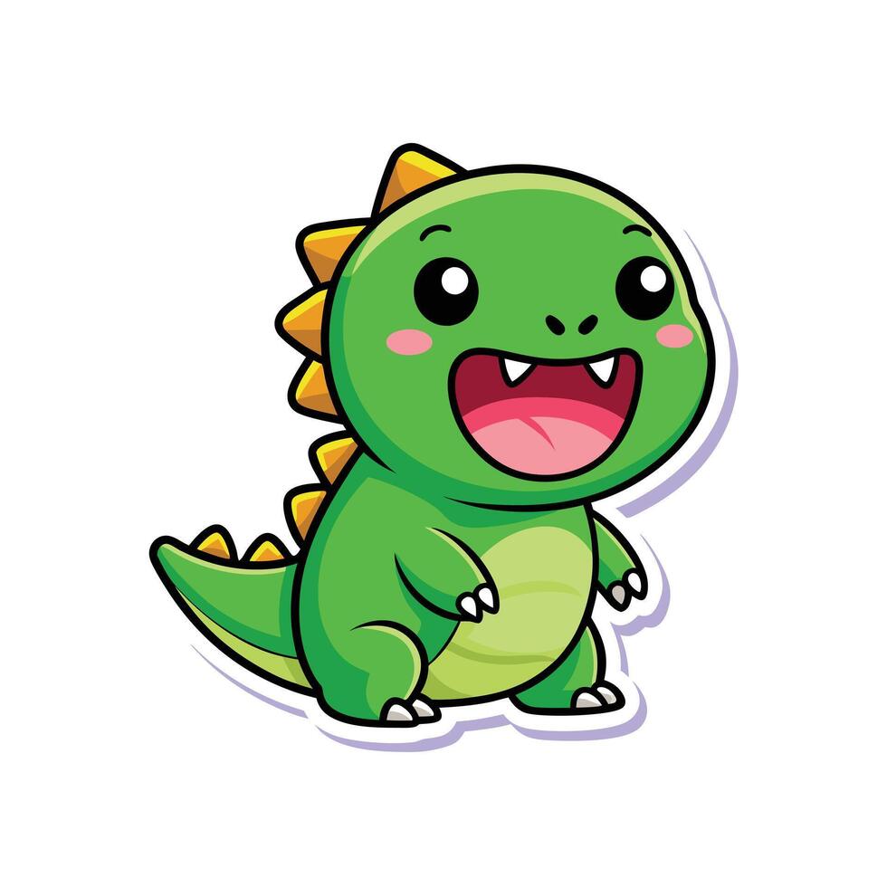 Cute Little Dino Character Sticker Illustration vector