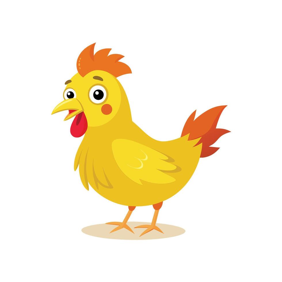 Illustration of a Yellow Chicken Bird with a Surprised Look vector