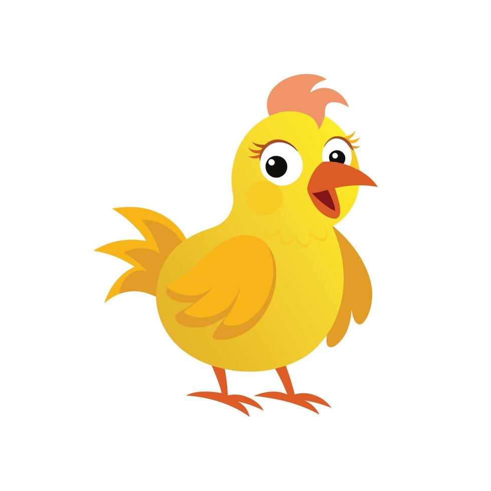 Illustration of a Yellow Chicken Bird with a Surprised Look vector