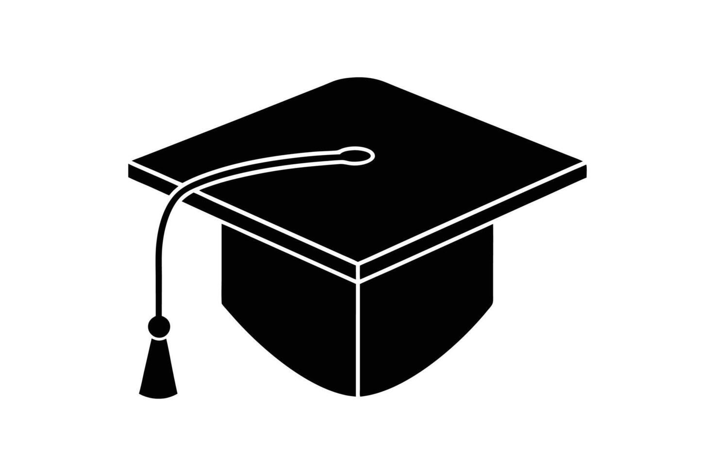 Graduate academic cap illustration in cartoon, clipart, and line art design. vector
